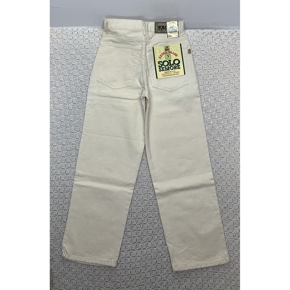Vtg 90s Solo Semore Jeans Mens Tag 28 Apprx  24x30 Wide Baggy Skater Beige Denim